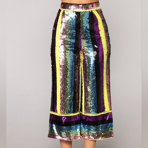 NWT Fashion Nova 2 PC Stripe Sequin Coord Set - Picture 2 of 12